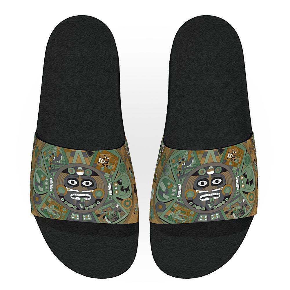 Tonatiuh (Green & Brown) - Unisex Slide Sandal-Footwear-Licuado Wear