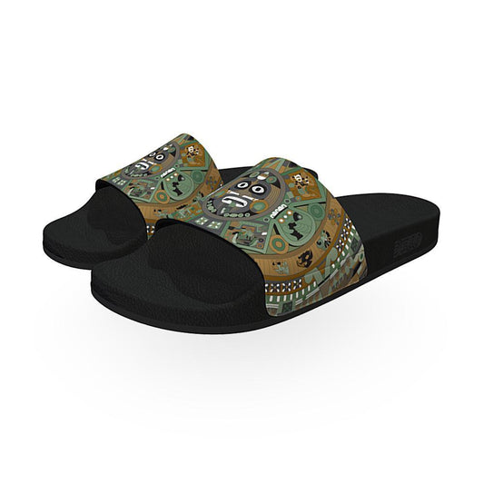 Tonatiuh (Green & Brown) - Unisex Slide Sandal-Footwear-Licuado Wear