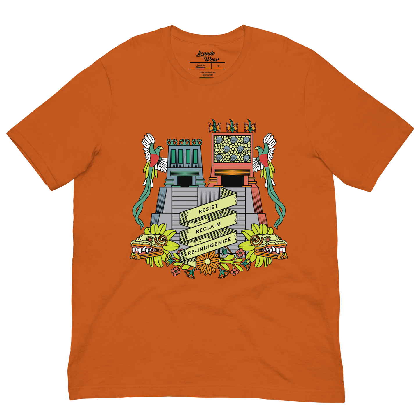 Resist, Reclaim, Re-Indigenize (Templo Mayor) - Earthy Colors Unisex T-Shirt