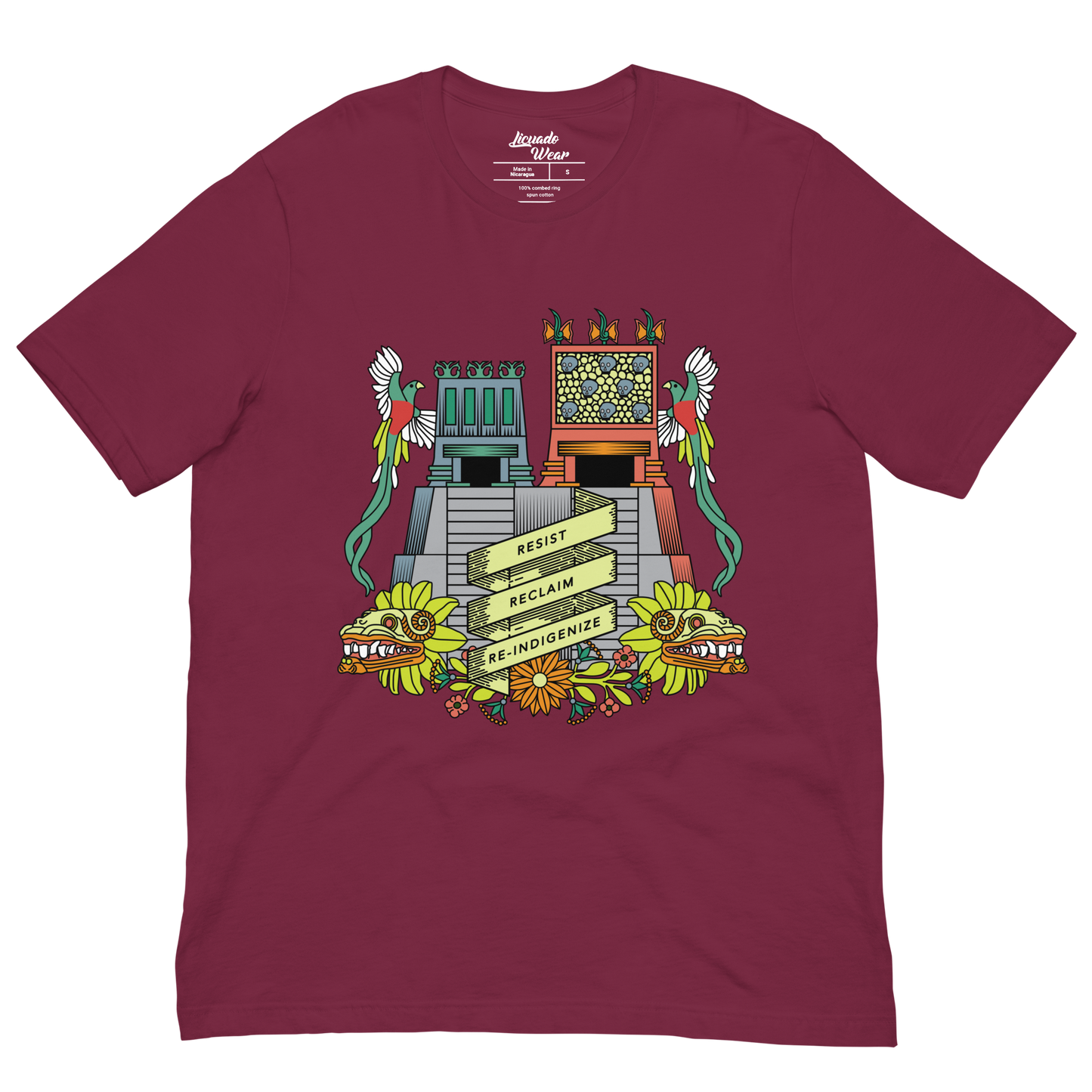 Resist, Reclaim, Re-Indigenize (Templo Mayor) - Earthy Colors Unisex T-Shirt