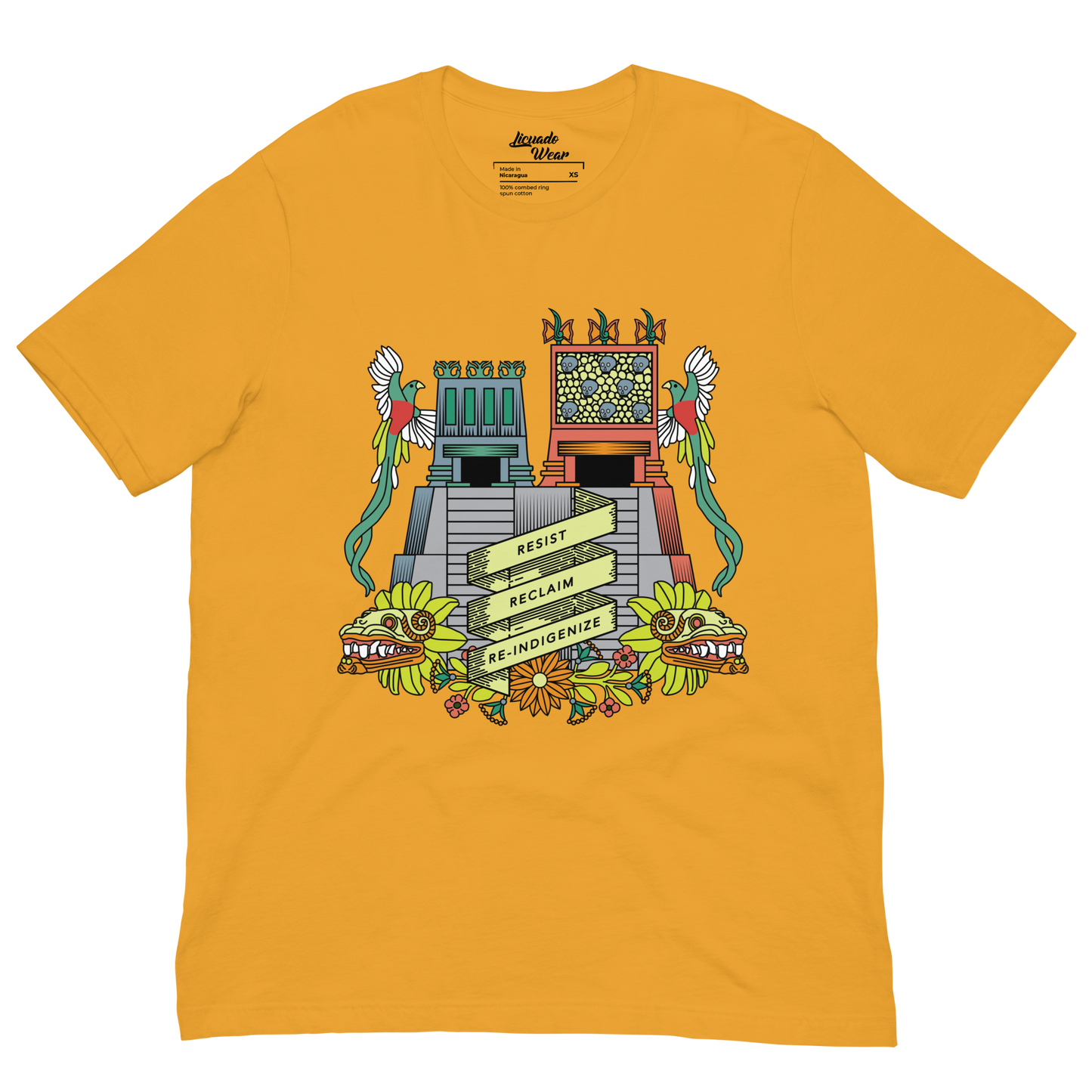 Resist, Reclaim, Re-Indigenize (Templo Mayor) - Earthy Colors Unisex T-Shirt