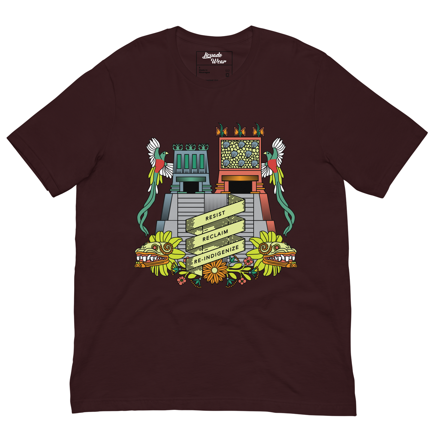 Resist, Reclaim, Re-Indigenize (Templo Mayor) - Earthy Colors Unisex T-Shirt