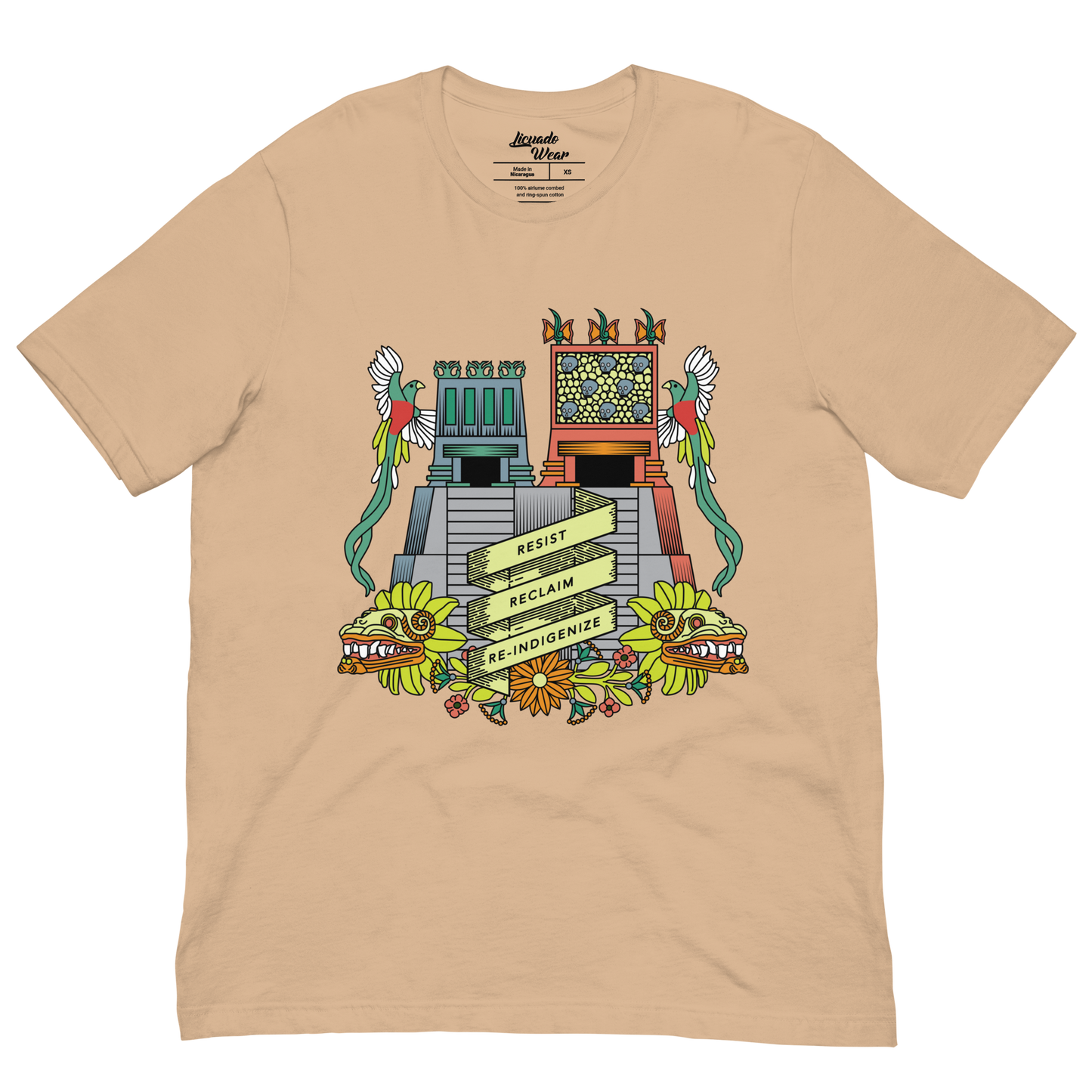 Resist, Reclaim, Re-Indigenize (Templo Mayor) - Earthy Colors Unisex T-Shirt