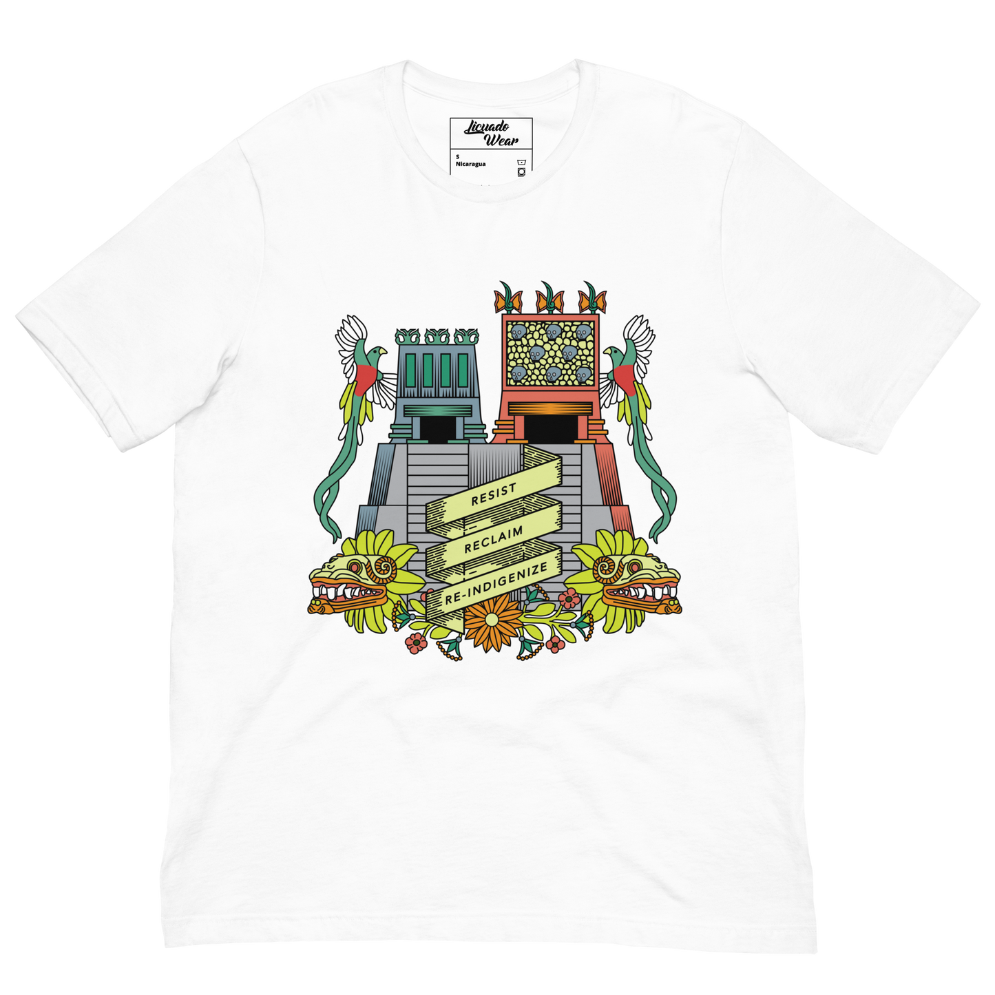 Resist, Reclaim, Re-Indigenize (Templo Mayor) - Earthy Colors Unisex T-Shirt